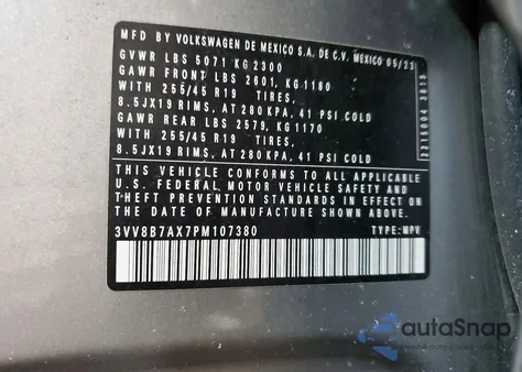 2023 Volkswagen Tiguan Se R-Line Black z USA, uszkodzony, nr VIN 3VV8B7AX7PM107380